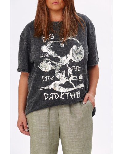 T-shirt Boyfriend Grigio Snoopy