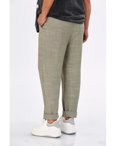 Pantaloni Boyfriend Mix Lino