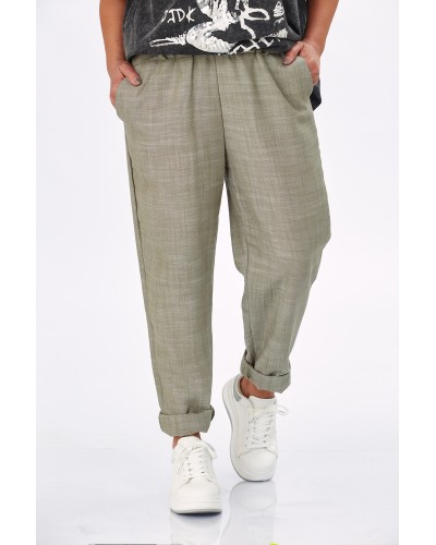 Pantaloni Boyfriend Mix Lino