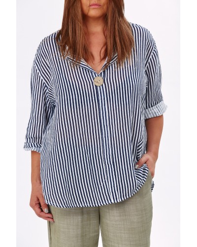 Camasa Cotton LINO Dungi Blu/Wht