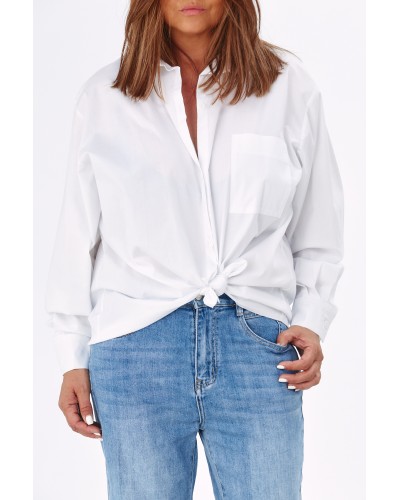 Camasa Boyfriend Cotton Buzunar Wht