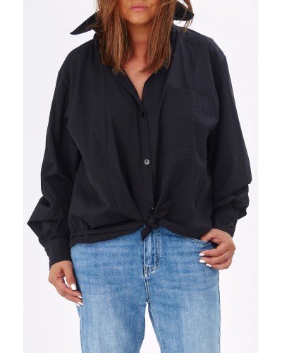 Camasa Boyfriend Cotton Buzunar Blk