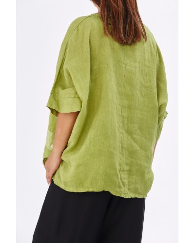 Maglia Lino Oversized Banda Sequins