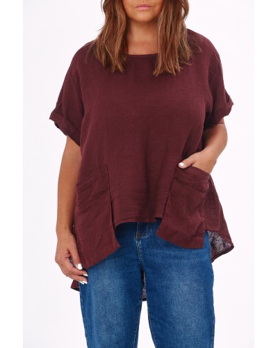Maglia Asimetrica Lino Buzunare OVS Bordeaux