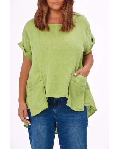 Maglia Asimetrica Lino Buzunare OVS Lime