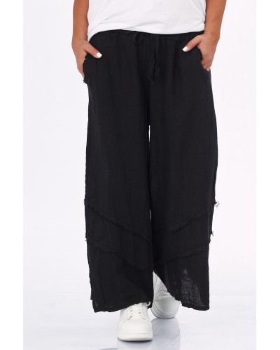 Pantaloni Lino Boho Volane Picior