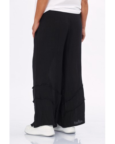 Pantaloni Lino Boho Volane Picior