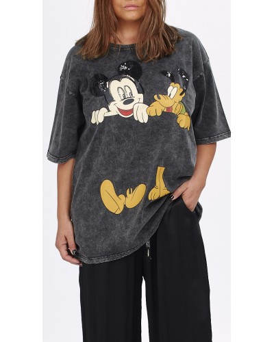 T-shirt Boyfriend Grigio Mickey&Pluto