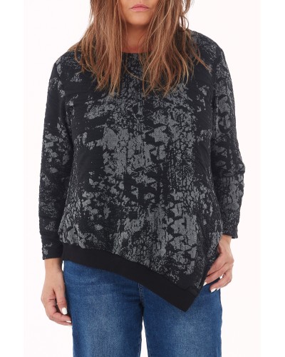 Maglia Casual Asimetric Blk/Grigio