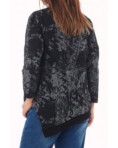 Maglia Casual Asimetric Blk/Grigio