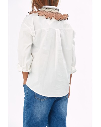 Camasa Boho Guler Plisee Brodat