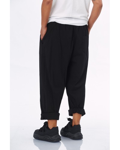Pantaloni Boyfriend Buzunare Talie Elastica