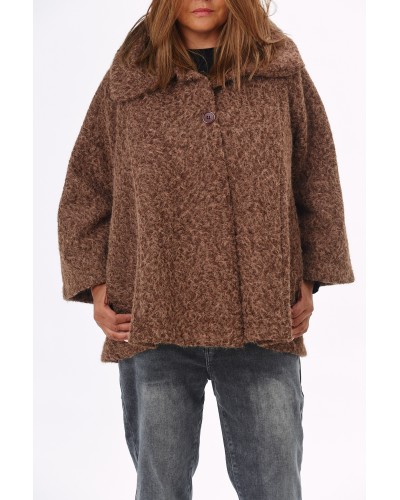 Jacheta Oversized Buzunare Mitzi Soft Choco
