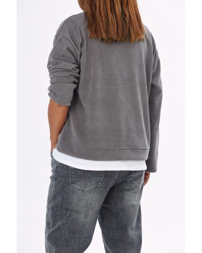Hoodie Boyfriend Grigio Terminatie Wht