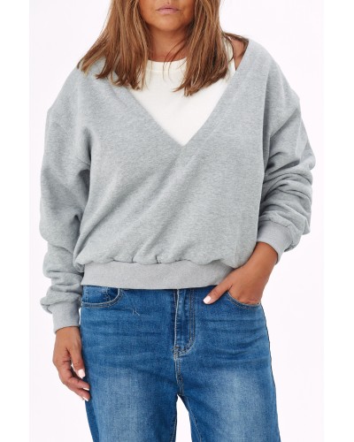 Hoodie Grigio Boyfriend Suprapus TOP Wht