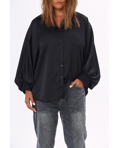 Camasa SATIN Retro Maneca Larga Blk