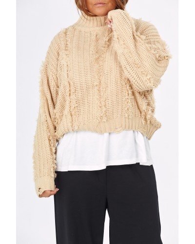 Pullover Pe Gat RETRO Crem