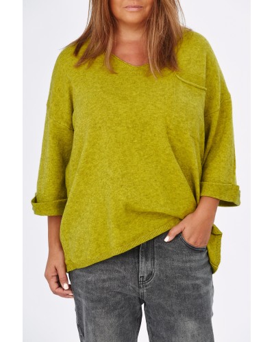 Maglia Casual Lejer Tricot V Buzunar Oliv