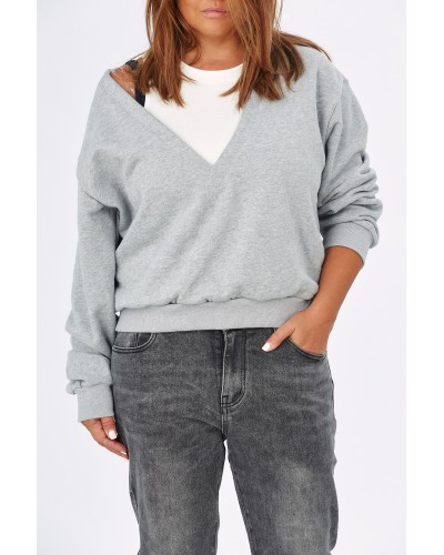 Hoodie Grigio Boyfriend Suprapus TOP Wht