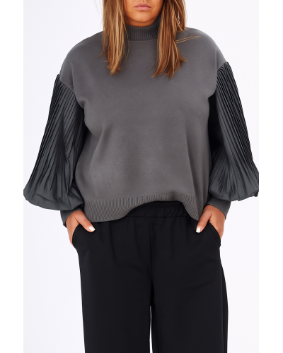 Maglia Tricot Casual Maneci Camasa Plisse