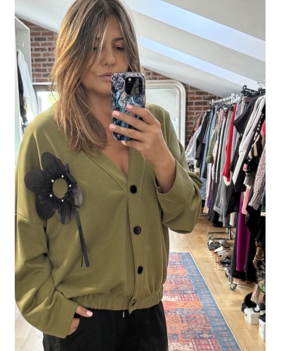 Gilet Boyfriend Accesorizat Olive