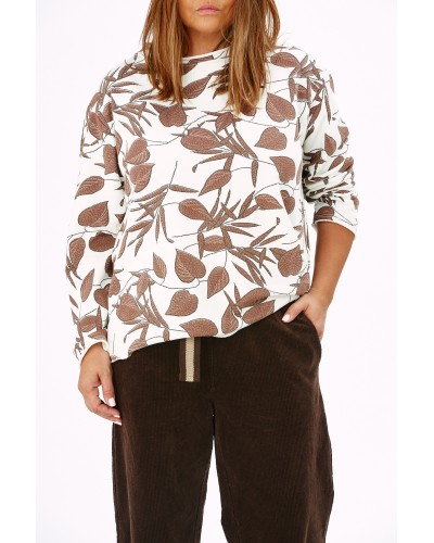 Maglia Boyfriend Cotton FLW Print Wht/BR