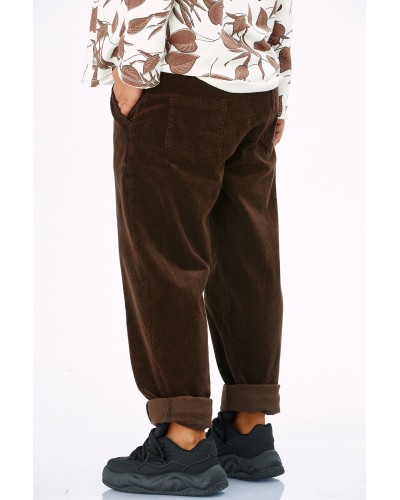 Pantaloni Raiati Boyfriend Curea Detasabila Choco