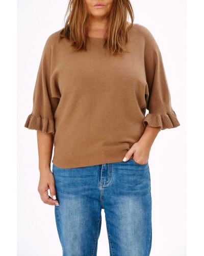 Maglia Tricot Casual Maneca 3/4 Caramel