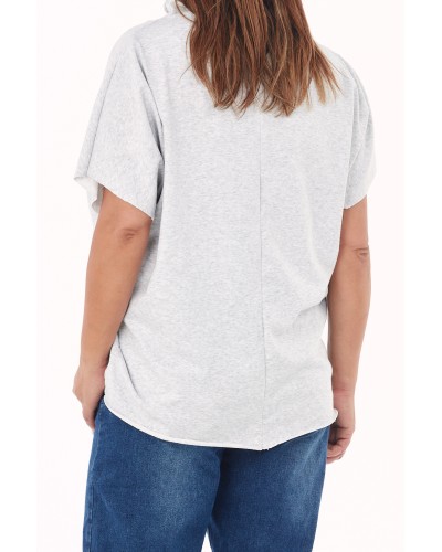 T-shirt Boyfriend Oversized Sport Grigio