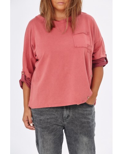 Maglia Boyfriend Buzunar DUSTPINK