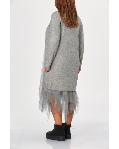 Pullover Suprapus Rochie Tulle Grigio