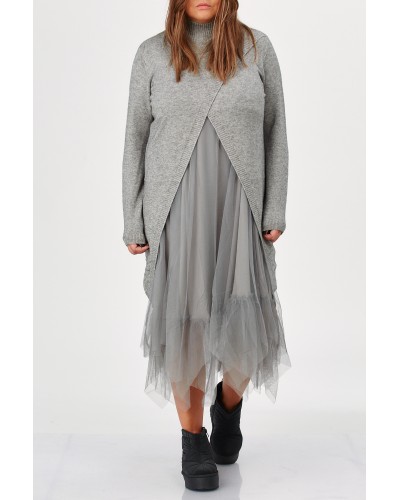 Pullover Suprapus Rochie Tulle Grigio