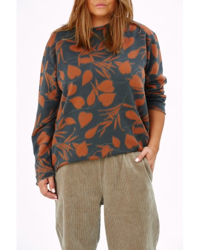 Maglia Boyfriend Cotton FLW Print GR/OR