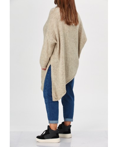 Pullover Asimetric Despicat Mix Lana Latte