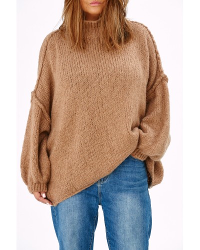 Maglioncino Oversized Mix Lana Caramel