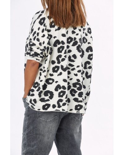 Maglia Boyfriend Oversized Animalia Wht/blk