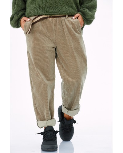 Pantaloni Raiati Boyfriend Curea Detasabila