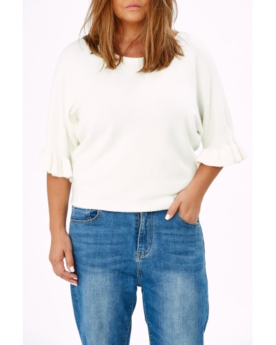 Maglia Tricot Casual Maneca 3/4 Wht