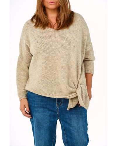 Pullover Asimetric Despicat Mix Lana Caffe