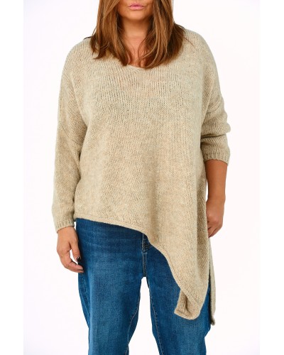 Pullover Asimetric Despicat Mix Lana Caffe