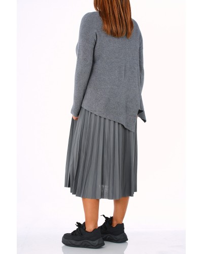 Pullover Asimetric Suprapus Rochie Top Plissé