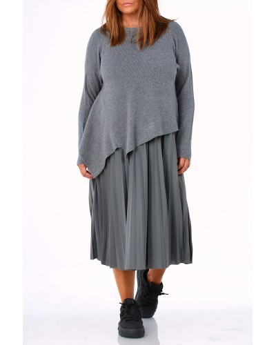 Pullover Asimetric Suprapus Rochie Top Plissé