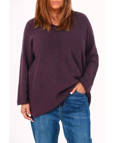 Maglia Oversized Tricot V Prune