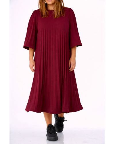 Abito Retro Plissé Bordeaux