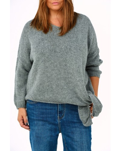 Pullover Asimetric Despicat Mix Lana Grigio