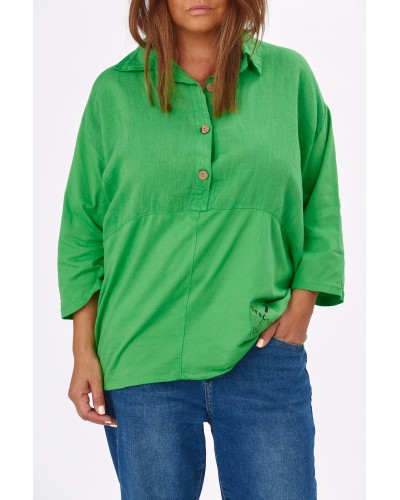 Maglia Cotton Mix Lino Verde