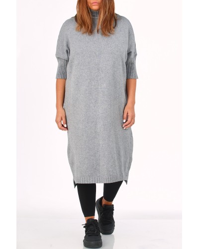 Abito Oversized Tricot Winter Maneca 3/4 Grigio