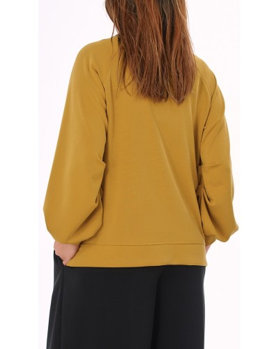 Maglia Basic Usor Asimetrica Moustard