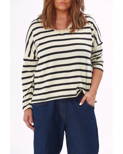 Maglia Casual V Dungi Blk