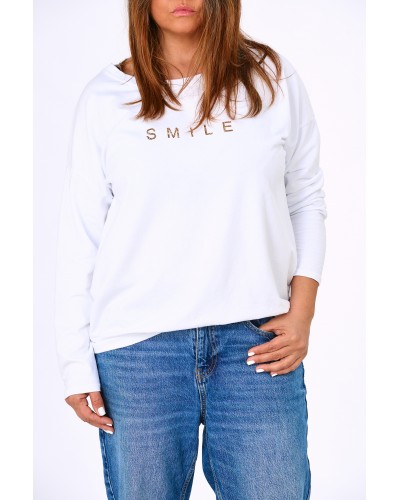 T-shirt Boyfriend Cotton Smile Wht